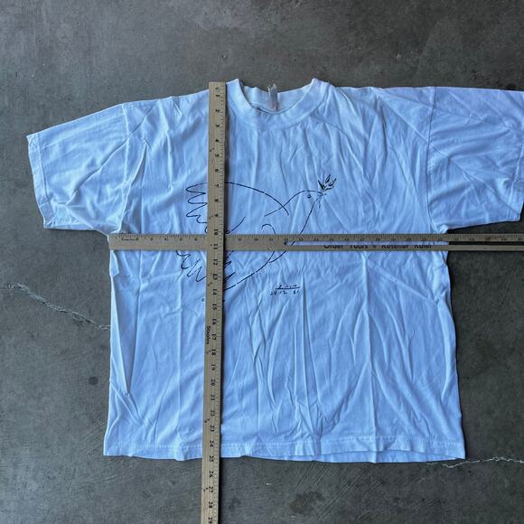 VINTAGE PICASSO DOVE OF PEACE BIRD ART TEE WHITE SHIRT MENS XL SUCCESSION 90S - Picture 3 of 6